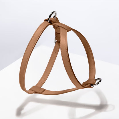 ST ARGO buttery brown dog harness in vegan leather