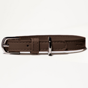 Cocoa Brown Leather Dog Collar