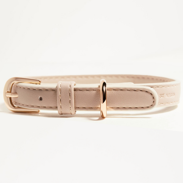 Beige Leather Dog Collar