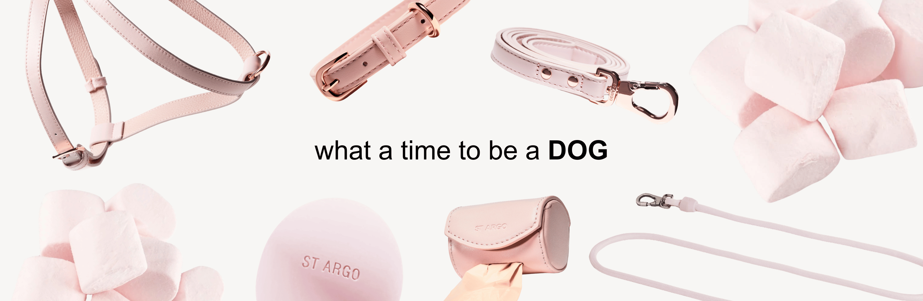 Dog Accessories in Marshmallow Pale Pink