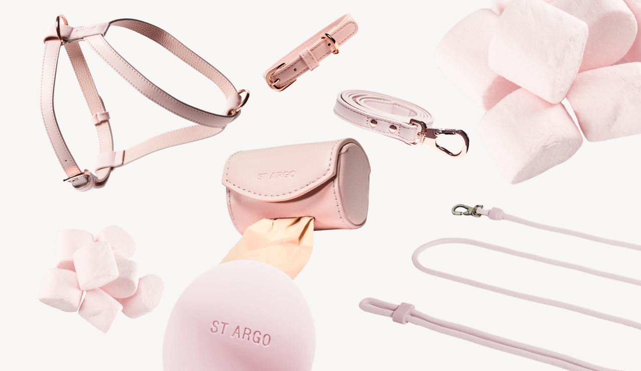 Dog Accessories in Marshmallow Pale Pink