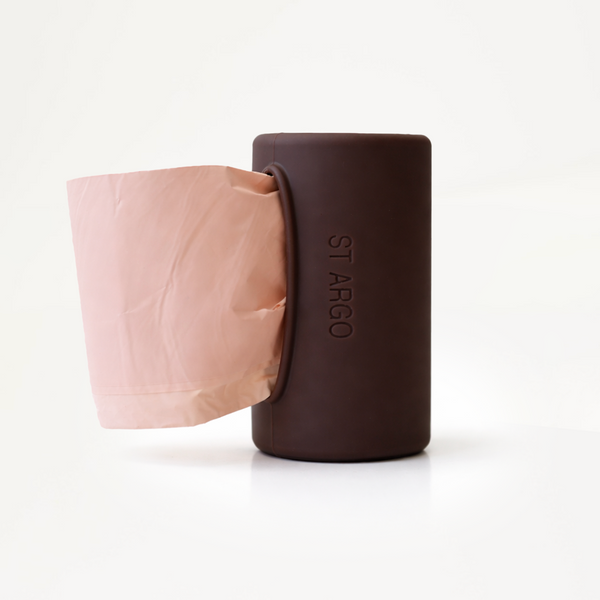 Pocket Dog Waste Bag Dispenser in Cocoa Brown with Poop Bags