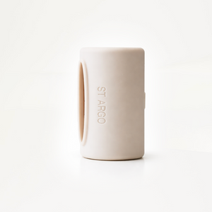 Cream Pocket Dog Waste Bag Holder on it's side angle