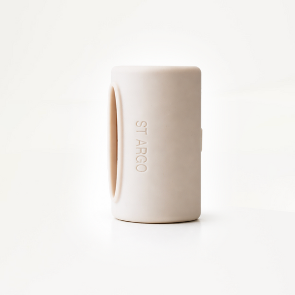 Cream Pocket Dog Waste Bag Holder on it's side angle