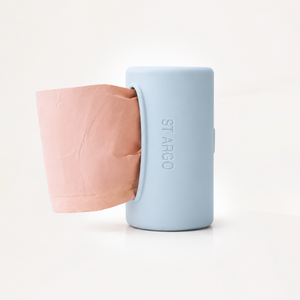 Waste Bag Dispenser for Dogs in Powder Blue, side angle