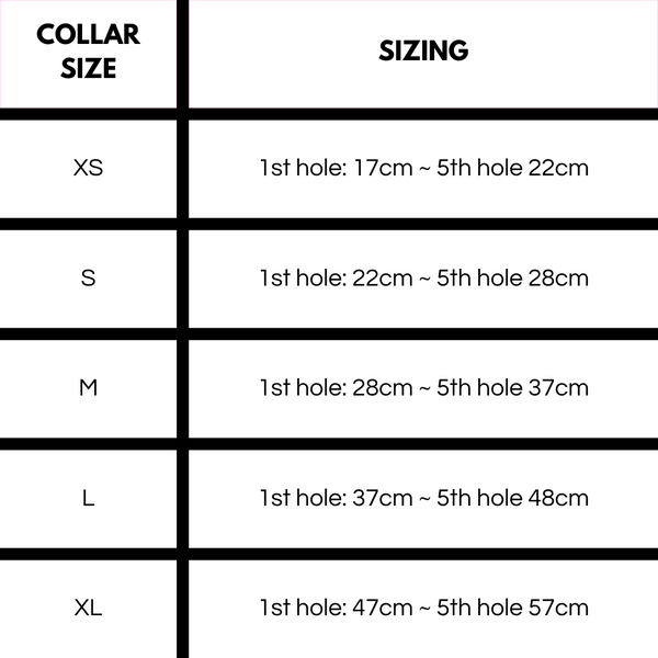 ST ARGO peach dog collar size guide