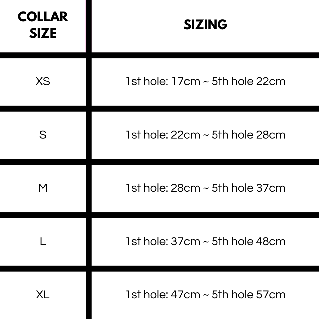 ST ARGO ruby red dog collar size guide
