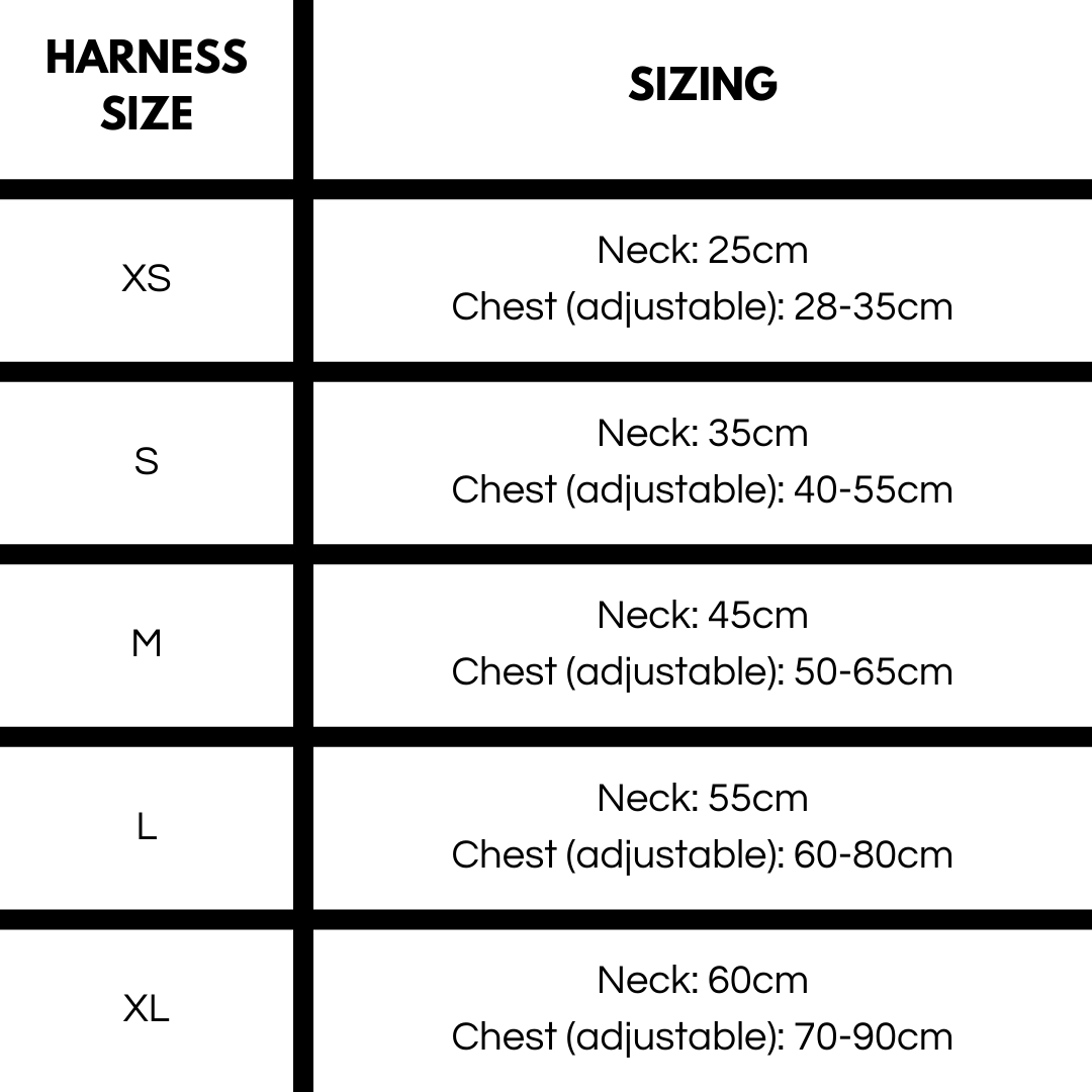 ST ARGO brown dog harness size guide