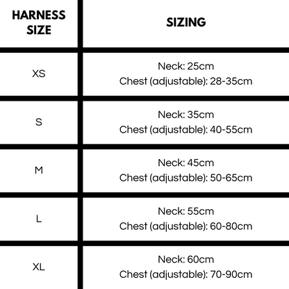 ST ARGO ruby red dog harness size guide