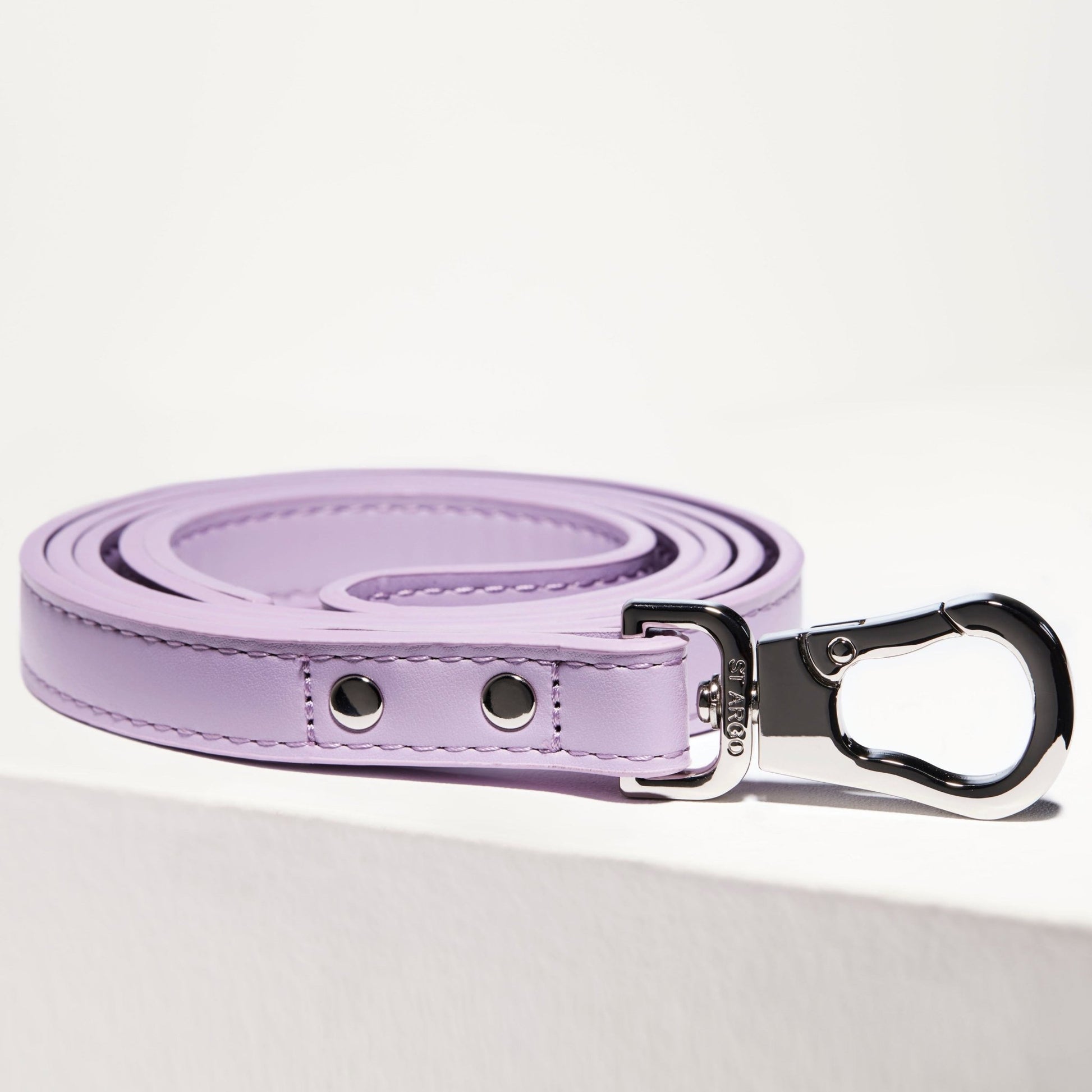 ST ARGO lilac purple pastel vegan leather dog leash with silver lobster clasp