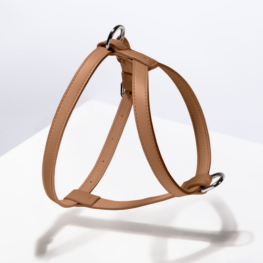 ST ARGO buttery brown dog harness in vegan leather
