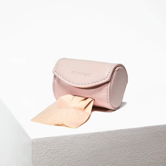 Pale Pink poop bag holder by ST ARGO in vegan leather