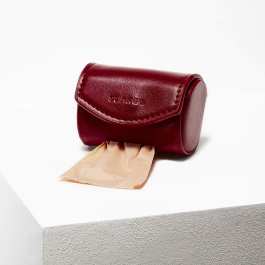 Ruby red poop bag holder in vegan leather