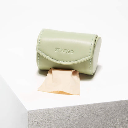 Sage green poop bag holder made with vegan leather - ST ARGO